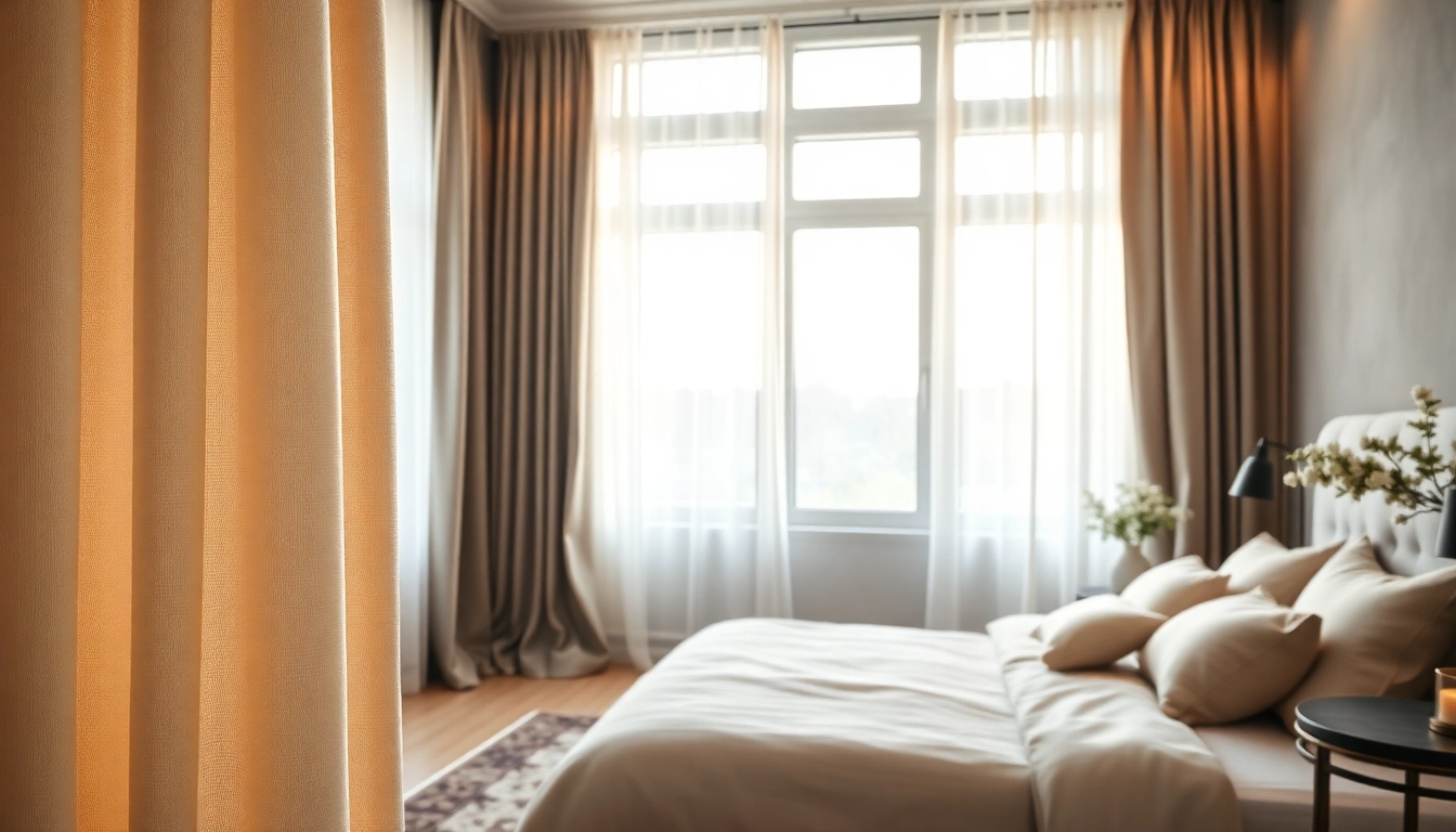 Verduisterende gordijnen in een stijlvolle slaapkamer met luxe uitstraling.