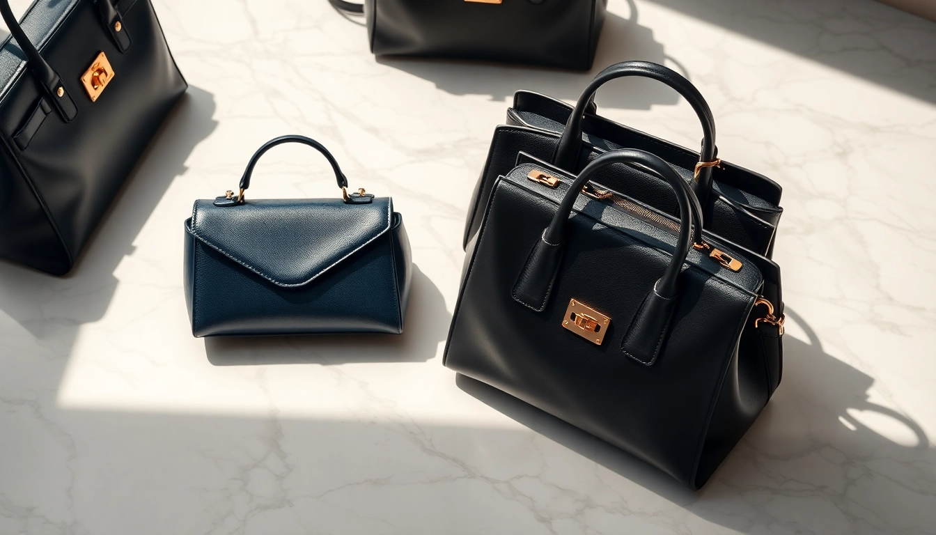 명품 이미테이션 가방을 세련되게 배치한 이미지, 고급스러운 느낌을 전달합니다.