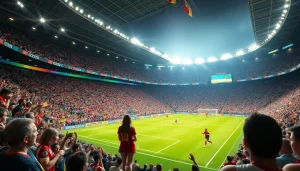أجواء مباراة كوورة لايف المثيرة مع جماهير في استاد وهي تشجع فرقها.