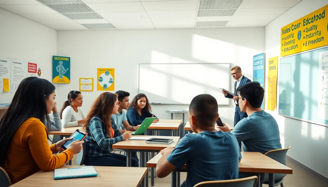 Empowered students engaged in collaborative education, reflecting the importance of education for equality and innovation.