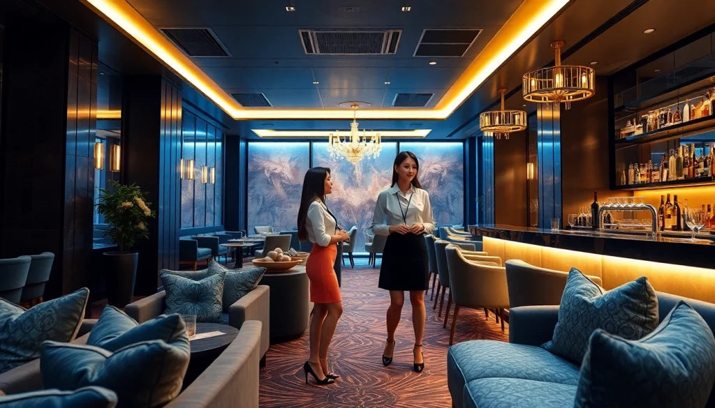 Engaging scene in 인계동셔츠룸 showcasing stylish interiors and friendly female managers.