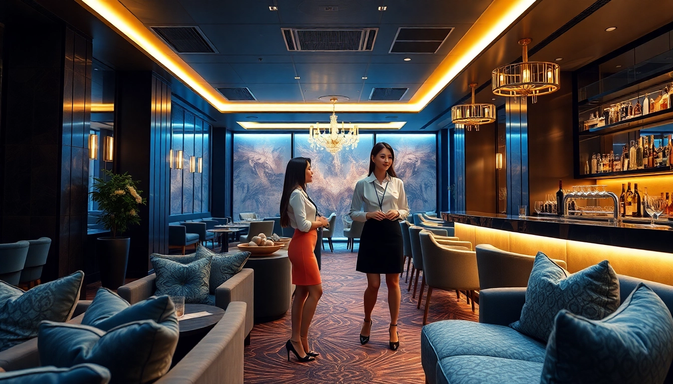 Engaging scene in 인계동셔츠룸 showcasing stylish interiors and friendly female managers.