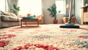 Efficient carpet cleaning near me in a cozy living room with vibrant colors and natural light.