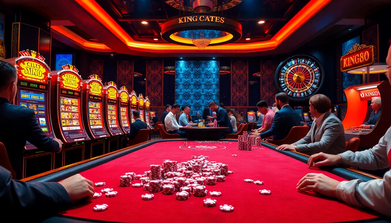 Experience the excitement of king88 at a luxurious casino table with vibrant gaming elements.
