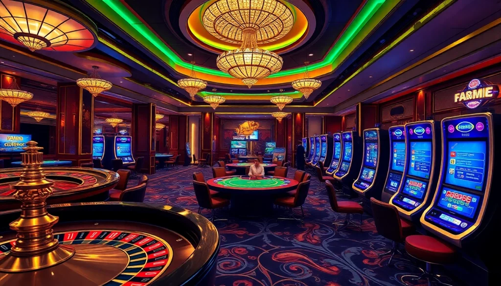 Experience Lc 88's thrilling casino ambiance with vibrant slot machines and live poker tables.