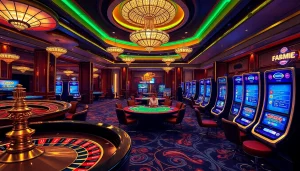 Experience Lc 88's thrilling casino ambiance with vibrant slot machines and live poker tables.