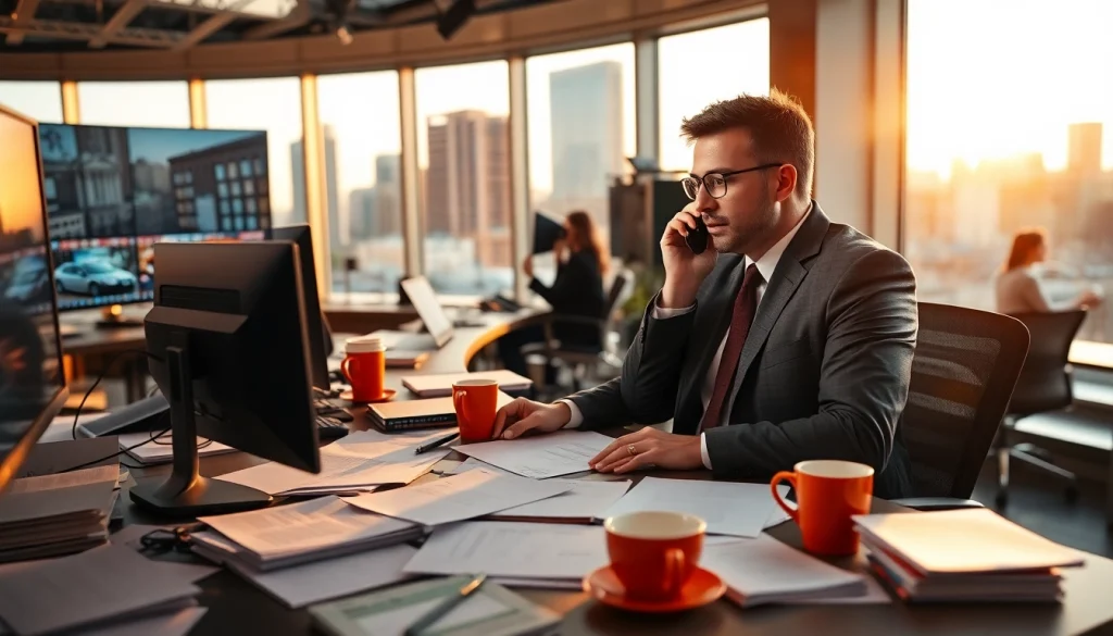Journalist engaging in reporting at https://www.thedailynewsonline.com surrounded by dynamic newsroom