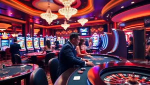 Experience the excitement of sbobet online gambling with vibrant casino tables and players in action.