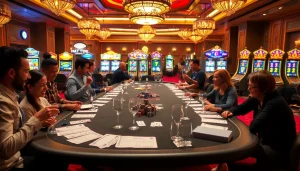 Jackpot excitement at kerajaanslot with vibrant casino tables and lively players.