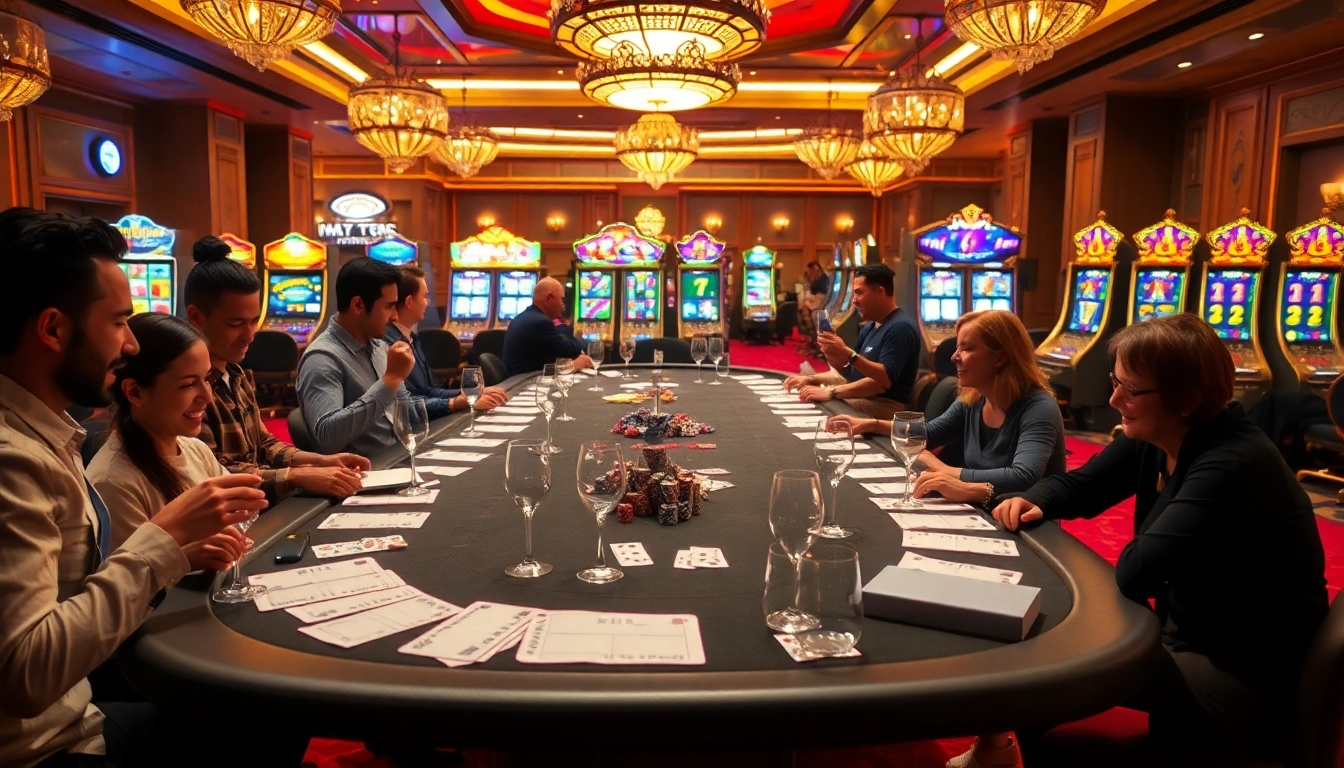 Jackpot excitement at kerajaanslot with vibrant casino tables and lively players.