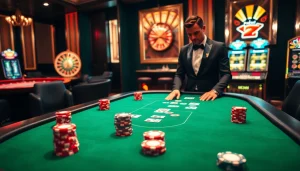 Experience the excitement of רמי אונליין with an upscale poker setup featuring vibrant chips.