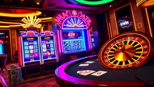Experience the thrill of gambling at https://kuwin.ac/ with vibrant slot machines, poker chips, and roulette.