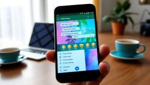 Experience the vibrant features of GBWhatsApp on a smartphone, highlighting customization options and privacy settings.