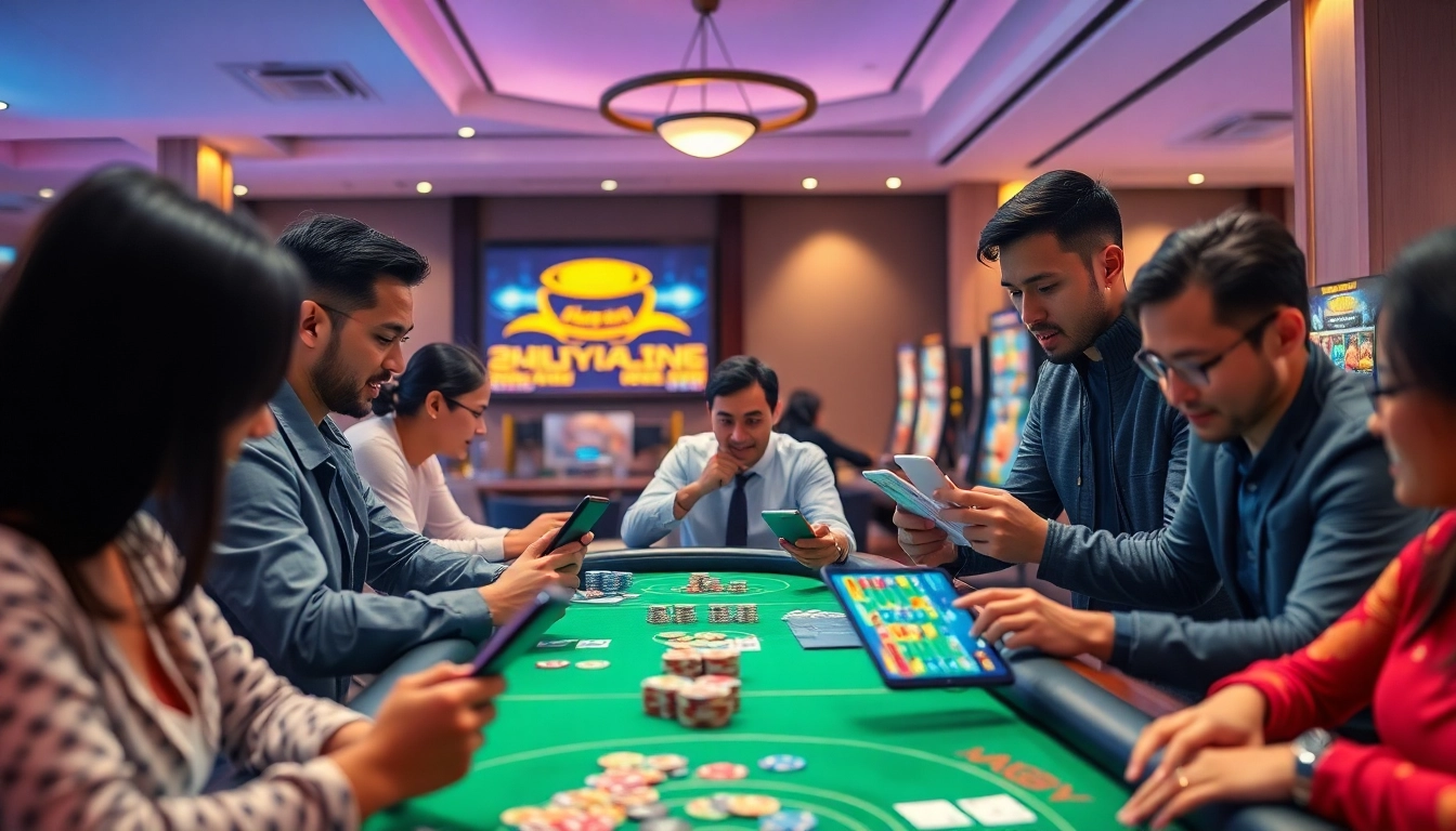 Exciting online gaming scene capturing players on tk88win.live engaged in casino games.