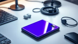 The Samsung Galaxy S8 smartphone showcasing its sleek design on a modern desk, highlighting innovation.