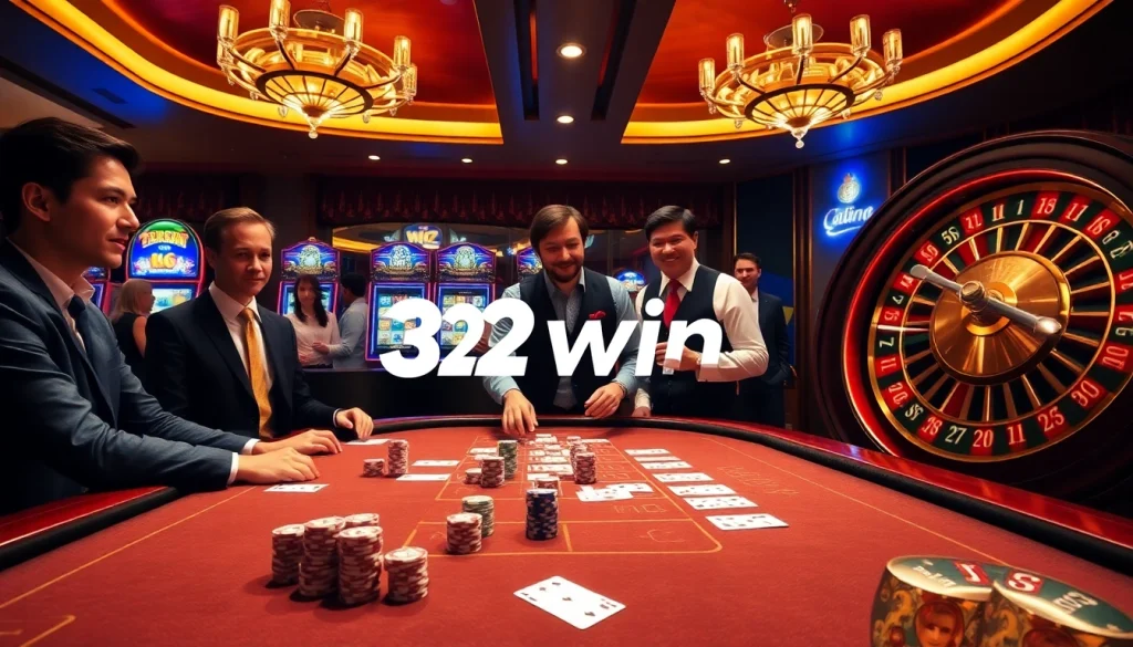 Experience the thrill of betting at 32win with vibrant casino tables and exciting game elements.