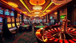 The hidden wiki reveals dark web insights in a vibrant casino scene with slot machines and poker tables.