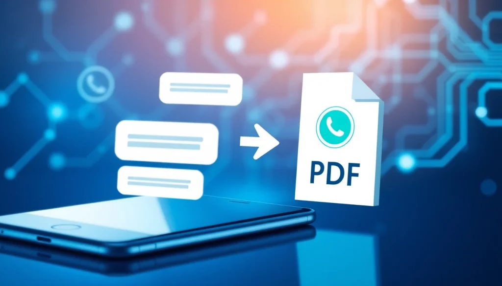 Transform WhatsApp chats to PDF easily with https://chattopdf.app, featuring a sleek digital interface.