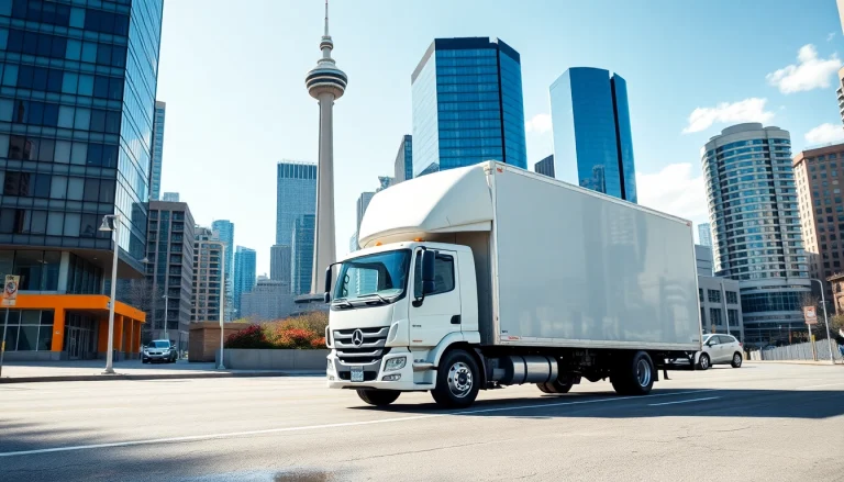 Long distance movers calgary loading a truck in vibrant Calgary scene for efficient relocation.