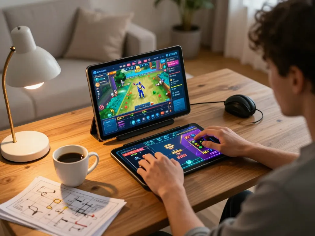 tr88 players enjoying exciting slot games on tablet in a cozy home setting