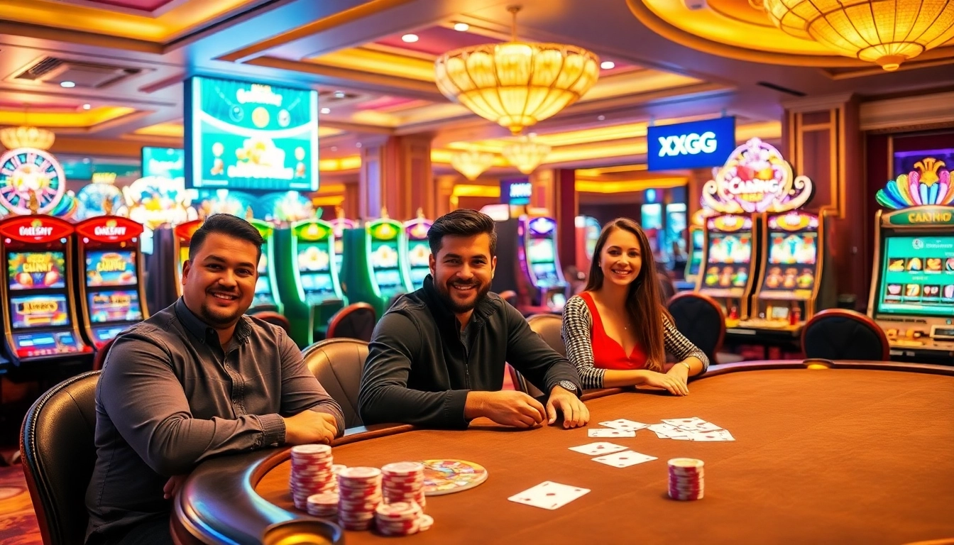 Players enjoying an exciting game at xxgg's luxurious casino tables with vibrant atmosphere.