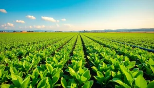 Land irrigation network ensuring healthy crop growth in an agricultural field.