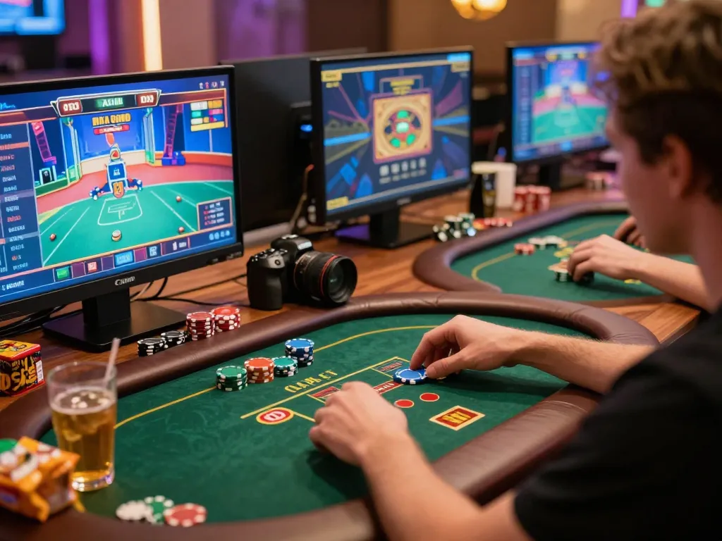 Engaging player enjoying online poker on 98win with strategic decision-making