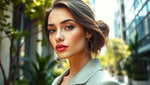 Embrace your beauty and style with a chic urban model in a vibrant setting.