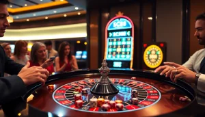 SC88 players enjoying a thrilling casino atmosphere with poker chips and roulette table.