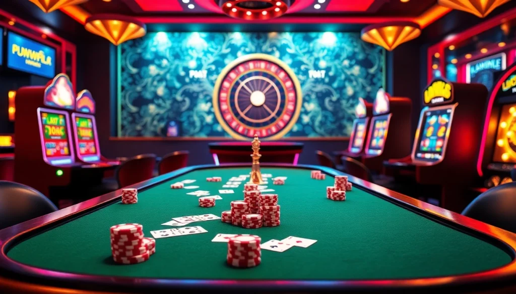 Experience the excitement of LUCK8 casino with luxurious poker gameplay and vibrant gaming elements.