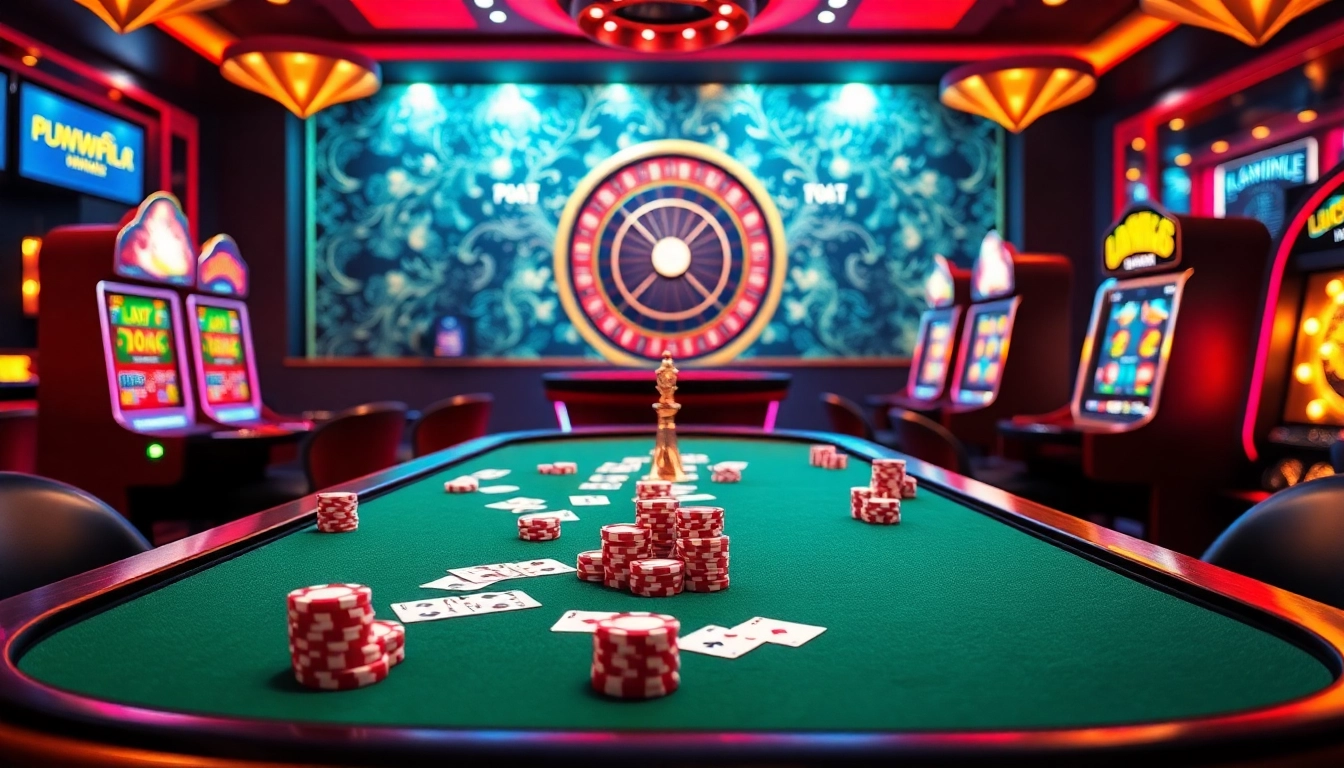 Experience the excitement of LUCK8 casino with luxurious poker gameplay and vibrant gaming elements.