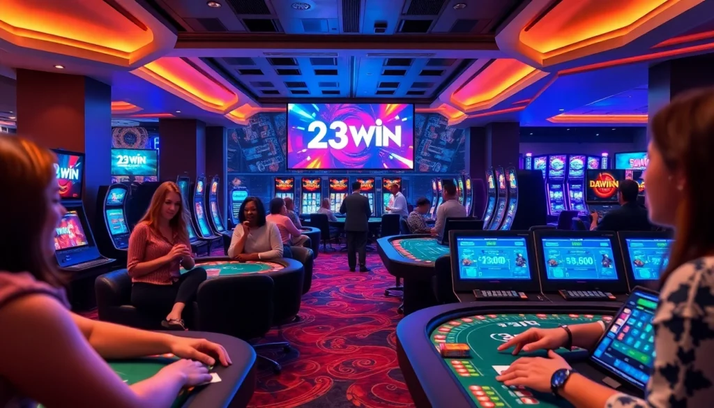 Players enjoying the exciting gaming atmosphere at 23WIN online casino.