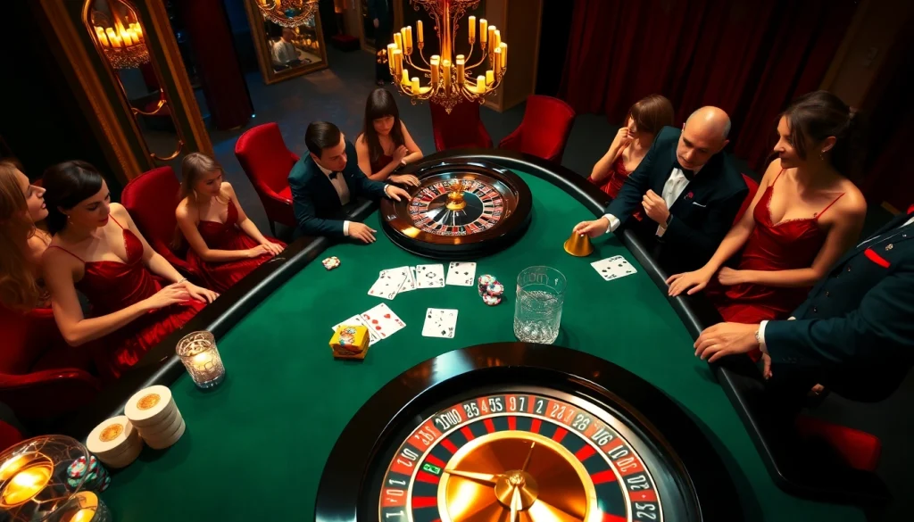 F168 poker table action with players and vibrant casino elements creating an exciting atmosphere.