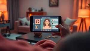 The user interacts with a stunning NSFW AI chat interface, immersed in engaging character dialogue.