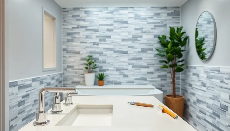 Bathroom remodel contractor showcasing a modern bathroom renovation with elegant fixtures and stylish design.