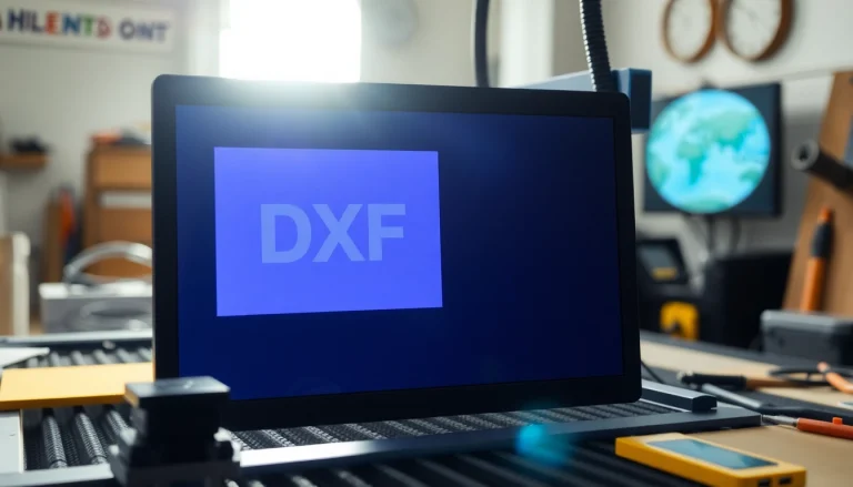 Visualizing a dxf file for laser cutting process with precise details in a modern workspace.
