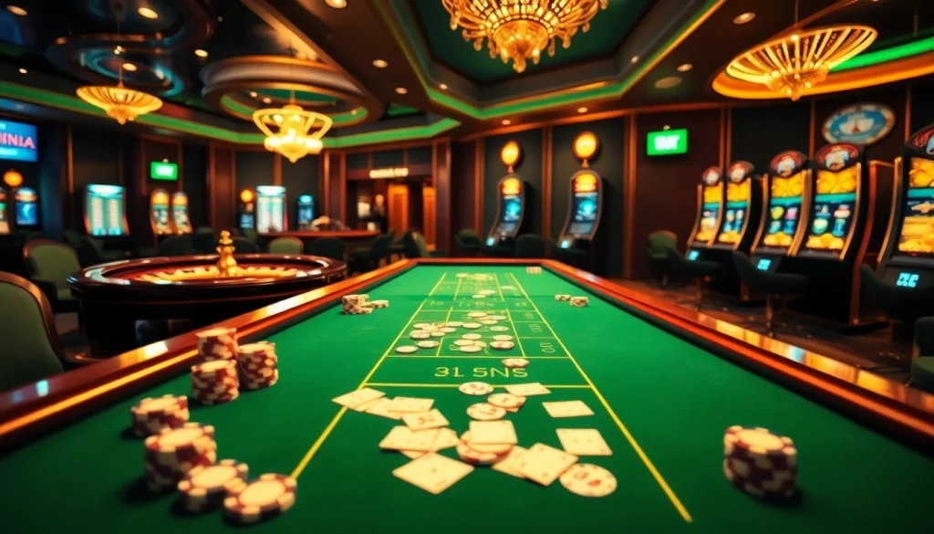 Découvrez l'excitation du meilleur casino en ligne avec des tables vibrantes, des jetons de poker et une roulette lumineuse.