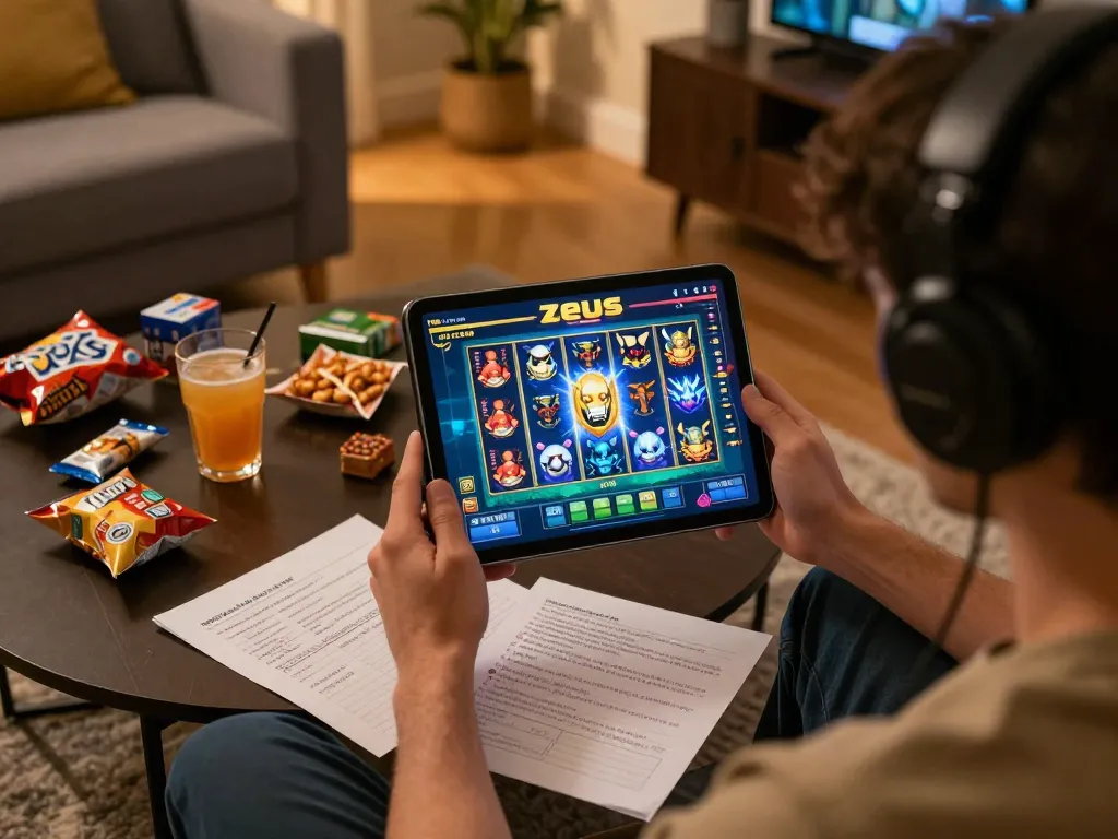 Pemain yang terlibat memutar slot zeus di tablet selama sesi permainan nyaman di rumah.