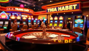 Experience the thrill of casino gaming at trang chủ thabet with vibrant roulette wheels and poker tables.