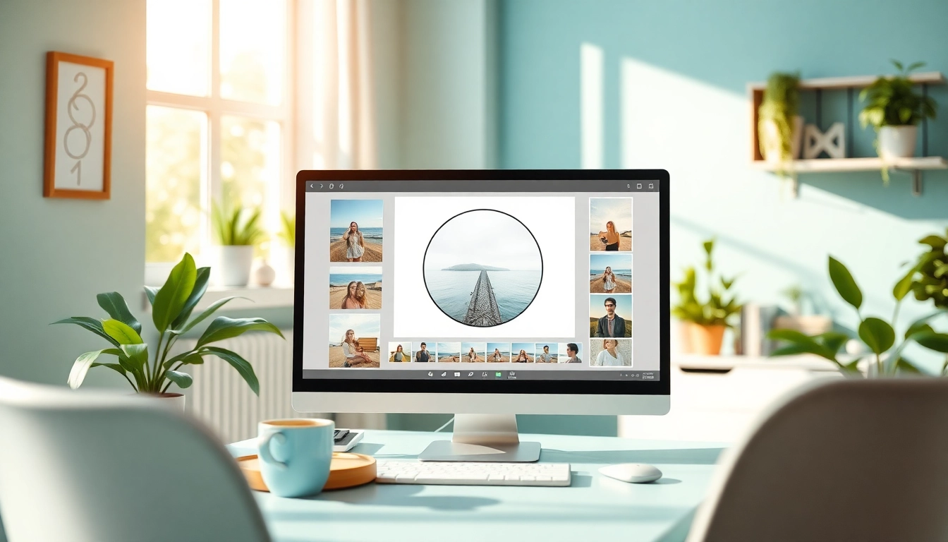 Crop image in circle using an intuitive online tool showcased on a bright workspace.