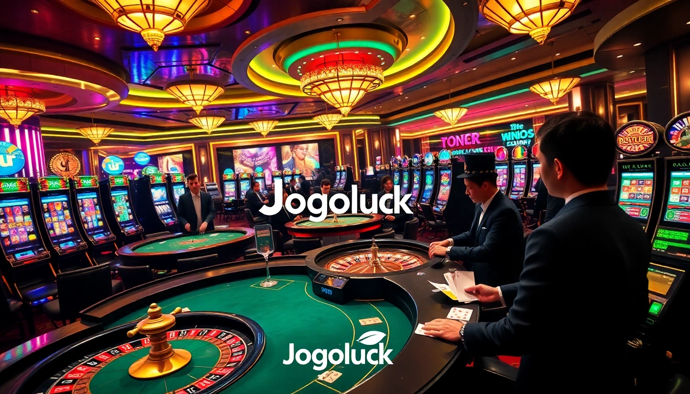 Experience thrilling gameplay at Jogoluck with vibrant casino tables and exciting slot machines.