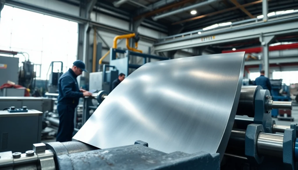 Plate rolling process in an industrial facility highlighting precision and teamwork.