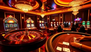 Experience the excitement at MM88 with players enjoying roulette and poker in a luxurious casino setting.