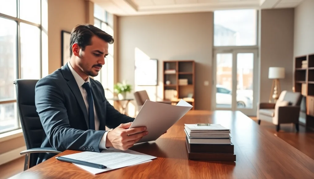 Virginia Immigration Lawyers reviewing important documents in a modern office.