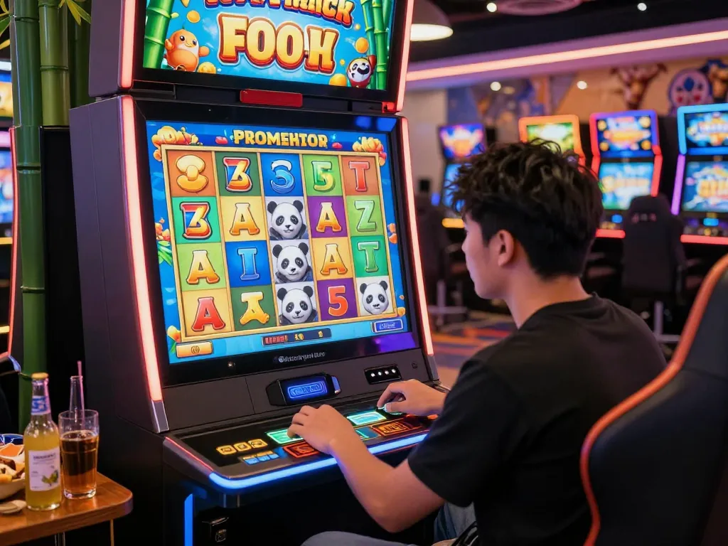 Engaging player enjoying spin panda casino slots on a vibrant gaming screen with colorful graphics.