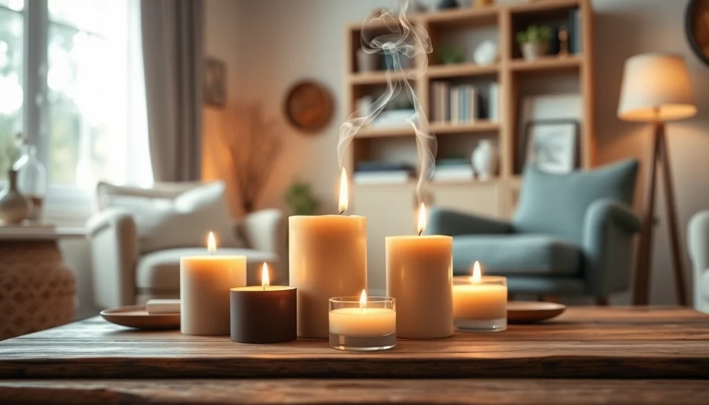 Uživajte u mirisne svece postavljenim na drvenom stolu uz prijatnu atmosferu.