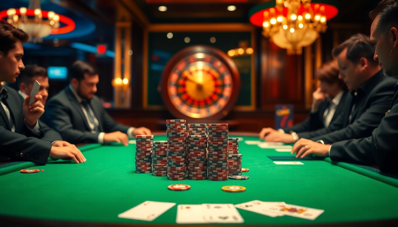 Experience the thrill of high-stakes poker at CM88 casino with vibrant tables and eager players.