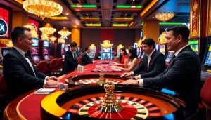 Experience OXBET's thrilling casino atmosphere with vibrant chip stacks and an engaging roulette wheel.