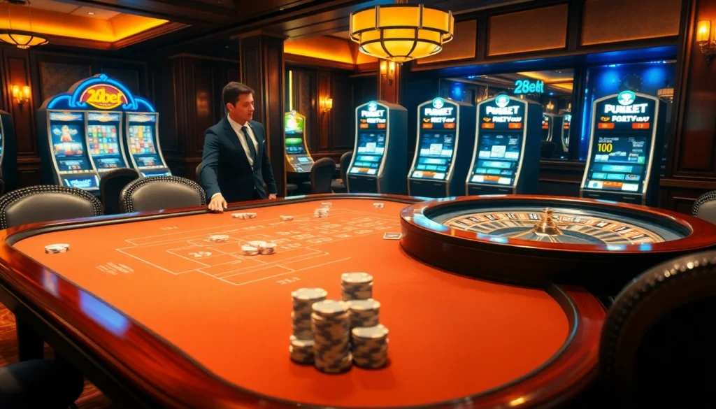 Experience thrilling gaming at 28bet's luxurious casino table with high-quality chips and cards.