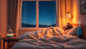 心地よい寝室の情景を特徴とした、風邪を一晩で回復させるための効果的な方法。